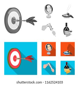 Game Darts, reflection and other web icon in monochrome,flat style. Cigar , calipers icons in set collection.