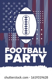 Game Day. American football playoff. Football Party in United States. Final game of regular season. Professional team championship. Ball for american football. Sport poster design. Vector illustration