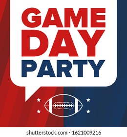Game Day. American football playoff. Football Party in United States. Final game of regular season. Professional team championship. Ball for american football. Sport poster design. Vector illustration
