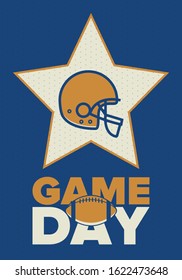 Game Day. American football playoff. Football Party in United States. Final game of regular season. Professional team championship. Ball for american football. Sport poster design. Vector illustration