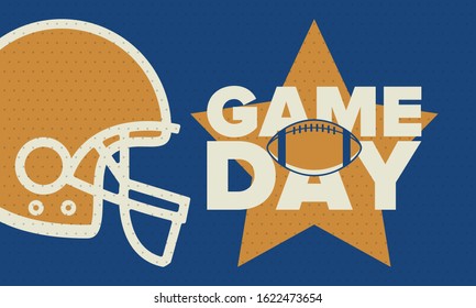 Game Day. American football playoff. Football Party in United States. Final game of regular season. Professional team championship. Ball for american football. Sport poster design. Vector illustration