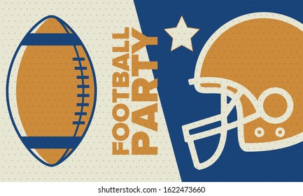 Game Day. American football playoff. Football Party in United States. Final game of regular season. Professional team championship. Ball for american football. Sport poster design. Vector illustration