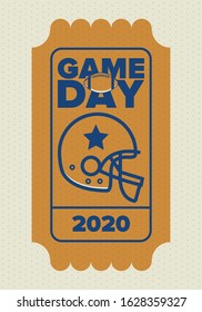 Game Day. American football playoff. Football Party in United States. Final game of regular season. Professional team championship. Ball for american football. Sport poster design. Vector illustration