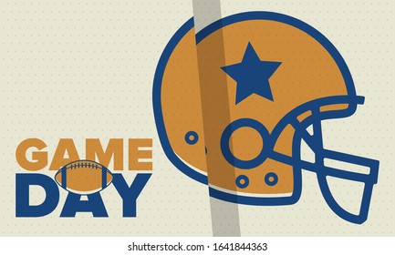 Game Day. American football playoff. Football Party in United States. Final game of regular season. Professional team championship. Ball for american football. Sport poster design. Vector illustration