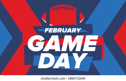 Game Day. American football playoff. Football Party in United States. Final game of regular season. Professional team championship. Ball for american football. Sport poster design. Vector illustration