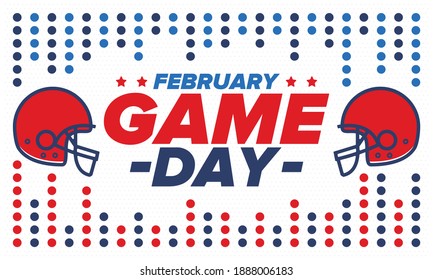 Game Day. American football playoff. Football Party in United States. Final game of regular season. Professional team championship. Ball for american football. Sport poster design. Vector illustration