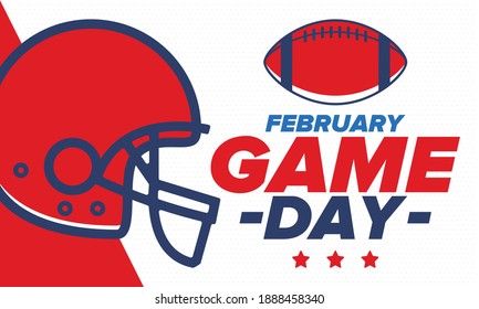 Game Day. American football playoff. Football Party in United States. Final game of regular season. Professional team championship. Ball for american football. Sport poster design. Vector illustration