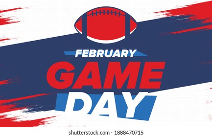 Game Day. American football playoff. Football Party in United States. Final game of regular season. Professional team championship. Ball for american football. Sport poster design. Vector illustration