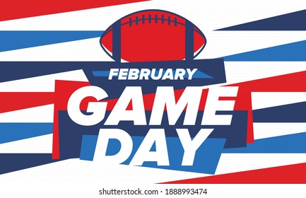 Game Day. American football playoff. Football Party in United States. Final game of regular season. Professional team championship. Ball for american football. Sport poster design. Vector illustration
