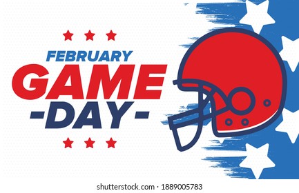 Game Day. American football playoff. Football Party in United States. Final game of regular season. Professional team championship. Ball for american football. Sport poster design. Vector illustration