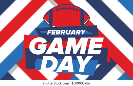 Game Day. American football playoff. Football Party in United States. Final game of regular season. Professional team championship. Ball for american football. Sport poster design. Vector illustration