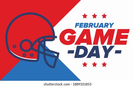 Game Day. American football playoff. Football Party in United States. Final game of regular season. Professional team championship. Ball for american football. Sport poster design. Vector illustration