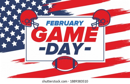 Game Day. American football playoff. Football Party in United States. Final game of regular season. Professional team championship. Ball for american football. Sport poster design. Vector illustration