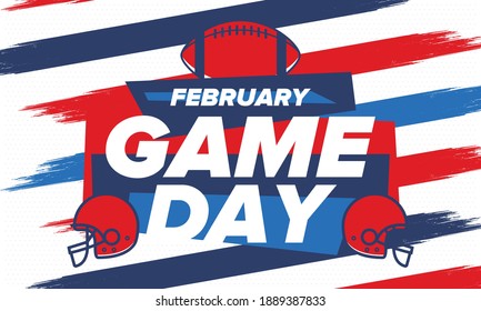 Game Day. American football playoff. Football Party in United States. Final game of regular season. Professional team championship. Ball for american football. Sport poster design. Vector illustration