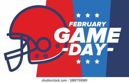 Game Day. American football playoff. Football Party in United States. Final game of regular season. Professional team championship. Ball for american football. Sport poster design. Vector illustration