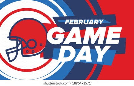 Game Day. American football playoff. Football Party in United States. Final game of regular season. Professional team championship. Ball for american football. Sport poster design. Vector illustration