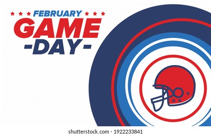 Game Day. American football playoff. Football Party in United States. Final game of regular season. Professional team championship. Ball for american football. Sport poster design. Vector illustration