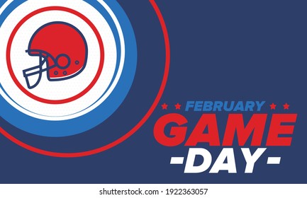 Game Day. American football playoff. Football Party in United States. Final game of regular season. Professional team championship. Ball for american football. Sport poster design. Vector illustration