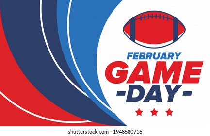 Game Day. American football playoff. Football Party in United States. Final game of regular season. Professional team championship. Ball for american football. Sport poster design. Vector illustration