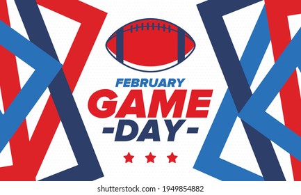 Game Day. American football playoff. Football Party in United States. Final game of regular season. Professional team championship. Ball for american football. Sport poster design. Vector illustration