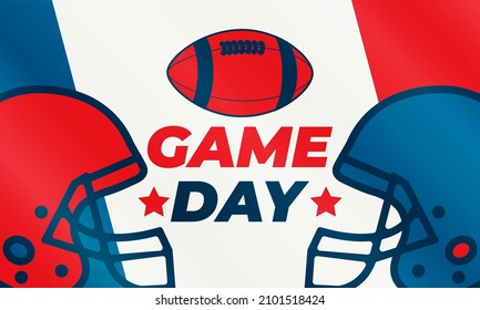 Game Day. American football playoff after the regular season in the United States. Seven teams from each of the league's two conferences qualify for the playoffs. Sport poster, banner design. Vector 