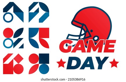 Game Day. American football playoff after the regular season in the United States. Seven teams from each of the league's two conferences qualify for the playoffs. Sport poster, banner design. Vector 