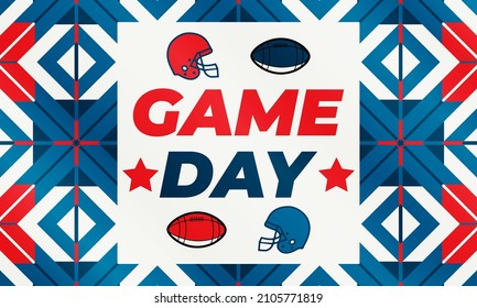 Game Day. American football playoff after the regular season in the United States. Seven teams from each of the league's two conferences qualify for the playoffs. Sport poster, banner design. Vector i