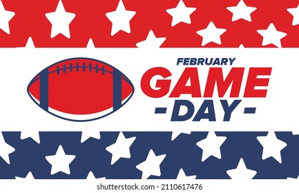 Game Day. American football playoff. Football Party in United States. Final game of regular season. Professional team championship. Ball for american football. Sport poster design. Vector illustration
