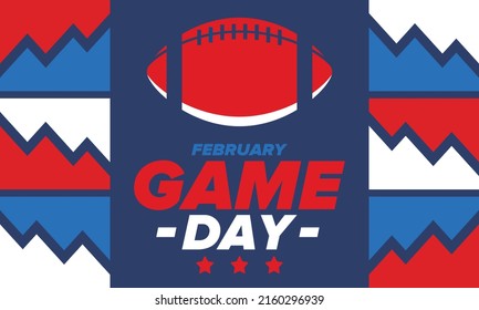 Game Day. American football playoff. Football Party in United States. Final game of regular season. Professional team championship. Ball for american football. Sport poster design. Vector illustration