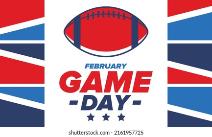 Game Day. American football playoff. Football Party in United States. Final game of regular season. Professional team championship. Ball for american football. Sport poster design. Vector illustration