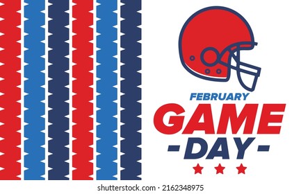 Game Day. American football playoff. Football Party in United States. Final game of regular season. Professional team championship. Ball for american football. Sport poster design. Vector illustration