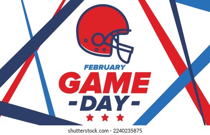 Game Day. American football playoff. Football Party in United States. Final game of regular season. Professional team championship. Ball for american football. Sport poster design. Vector illustration