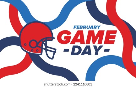 Game Day. American football playoff. Football Party in United States. Final game of regular season. Professional team championship. Ball for american football. Sport poster design. Vector illustration