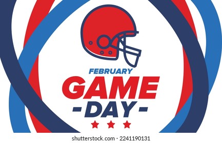 Game Day. American football playoff. Football Party in United States. Final game of regular season. Professional team championship. Ball for american football. Sport poster design. Vector illustration