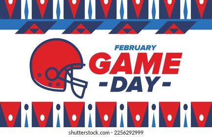 Game Day. American football playoff. Football Party in United States. Final game of regular season. Professional team championship. Ball for american football. Sport poster design. Vector illustration