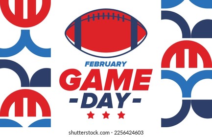 Game Day. American football playoff. Football Party in United States. Final game of regular season. Professional team championship. Ball for american football. Sport poster design. Vector illustration