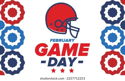 Game Day. American football playoff. Football Party in United States. Final game of regular season. Professional team championship. Ball for american football. Sport poster design. Vector illustration