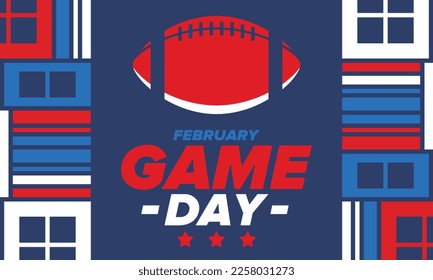 Game Day. American football playoff. Football Party in United States. Final game of regular season. Professional team championship. Ball for american football. Sport poster design. Vector illustration