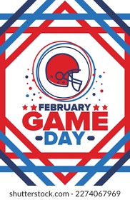Game Day. American football playoff. Football Party in United States. Final game of regular season. Professional team championship. Ball for american football. Sport poster design. Vector illustration