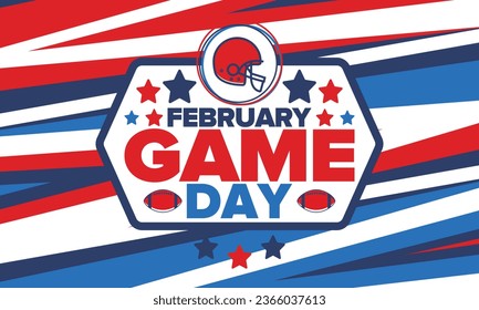 Game Day. American football playoff. Football Party in United States. Final game of regular season. Professional team championship. Ball for american football. Sport poster design. Vector illustration