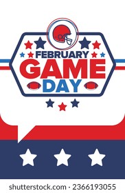 Game Day. American football playoff. Football Party in United States. Final game of regular season. Professional team championship. Ball for american football. Sport poster design. Vector illustration