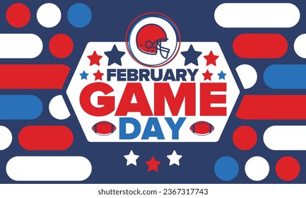 Game Day. American football playoff. Football Party in United States. Final game of regular season. Professional team championship. Ball for american football. Sport poster design. Vector illustration