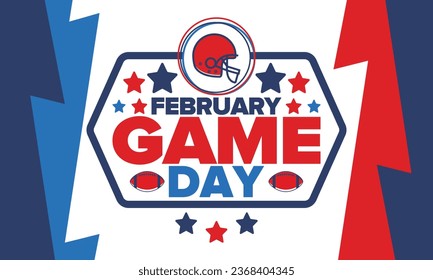Game Day. American football playoff. Football Party in United States. Final game of regular season. Professional team championship. Ball for american football. Sport poster design. Vector illustration