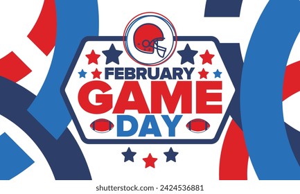 Game Day. American football playoff. Football Party in United States. Final game of regular season. Professional team championship. Ball for american football. Sport poster design. Vector illustration