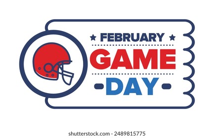 Game Day. American football playoff. Football Party in United States. Final game of regular season. Professional team championship. Ball for american football. Sport poster design. Vector illustration