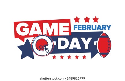 Game Day. American football playoff. Football Party in United States. Final game of regular season. Professional team championship. Ball for american football. Sport poster design. Vector illustration