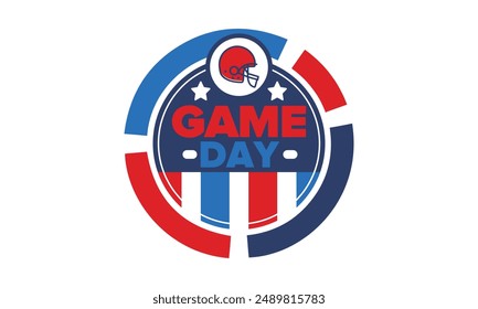 Game Day. American football playoff. Football Party in United States. Final game of regular season. Professional team championship. Ball for american football. Sport poster design. Vector illustration