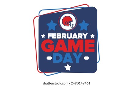 Game Day. American football playoff. Football Party in United States. Final game of regular season. Professional team championship. Ball for american football. Sport poster design. Vector illustration
