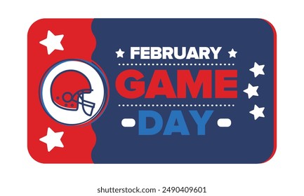 Game Day. American football playoff. Football Party in United States. Final game of regular season. Professional team championship. Ball for american football. Sport poster design. Vector illustration