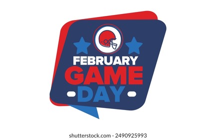 Game Day. American football playoff. Football Party in United States. Final game of regular season. Professional team championship. Ball for american football. Sport poster design. Vector illustration